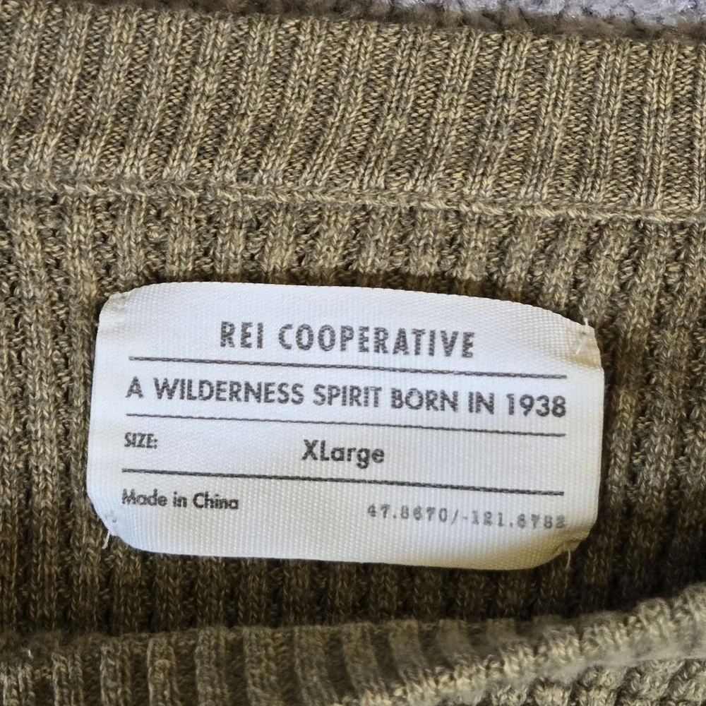 REI Co-op Long Sleeve Crewneck Wallace Lake Waffle Knit Sweater Dark Tan XL